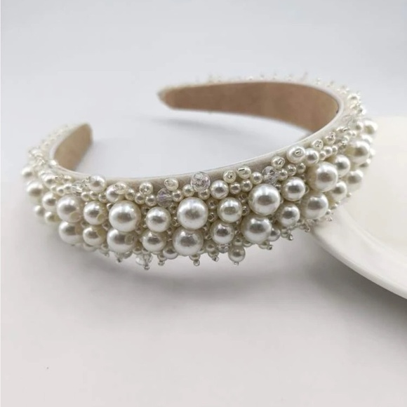 Anthropologie Pearl Embellished Headband - Cream - Picture 4 of 6